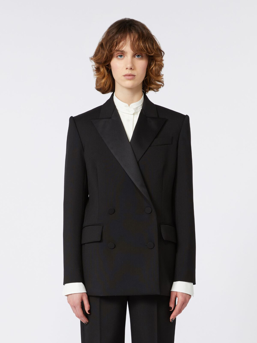 blazer de smoking en laine - noir