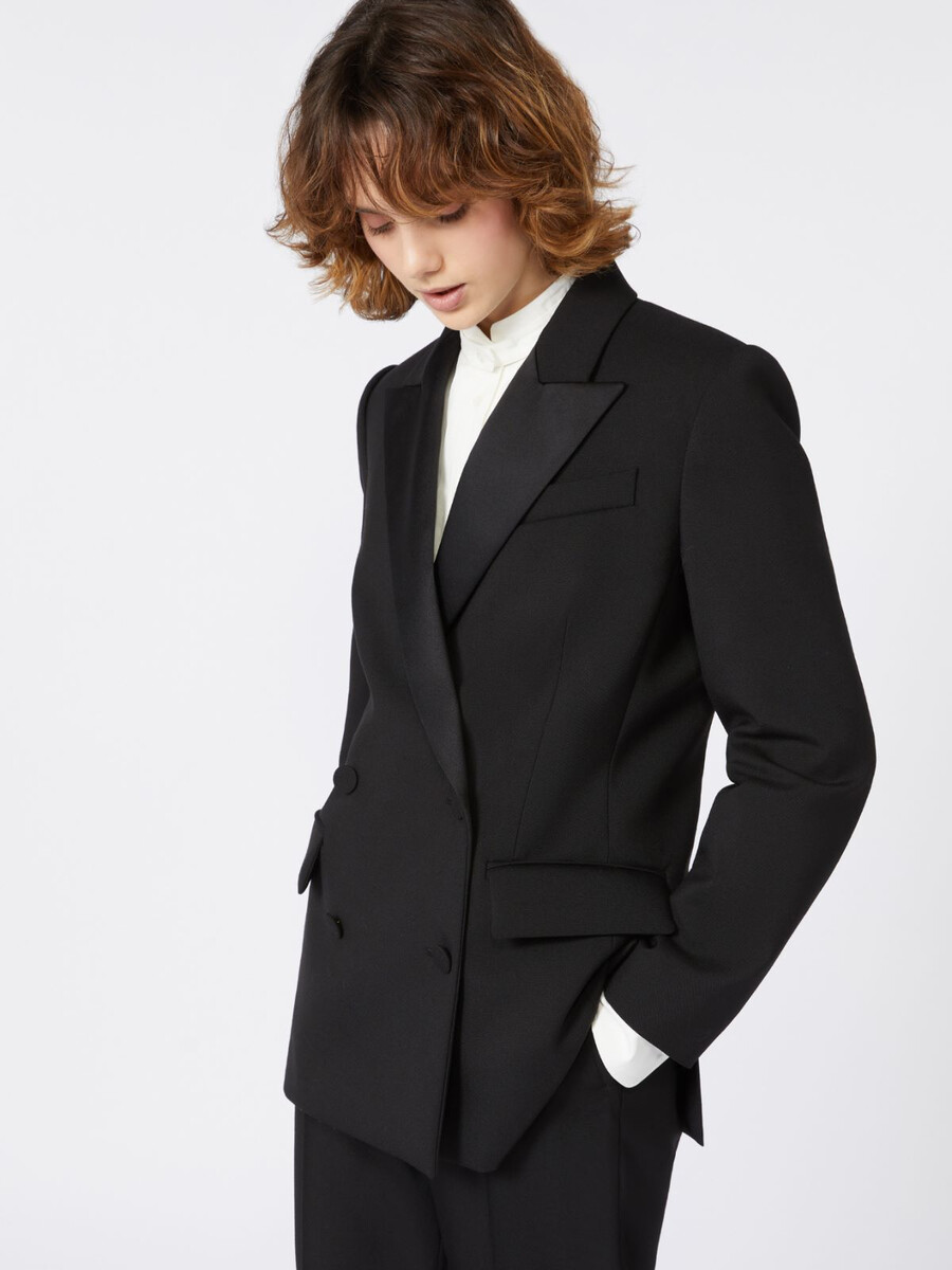 blazer de smoking en laine - noir