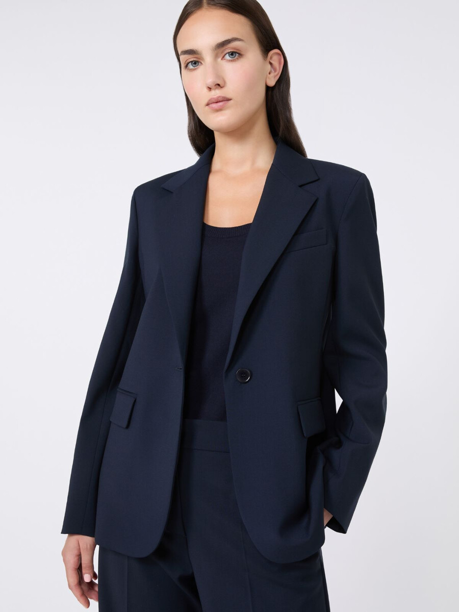 blazer en laine stretch naturelle - marine