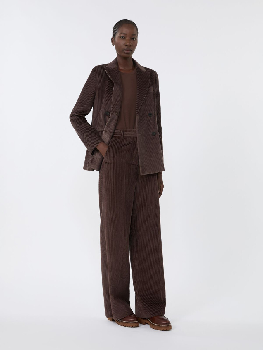 blazer croisé en velours - chocolat