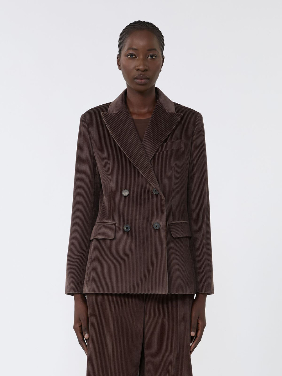 blazer croisé en velours - chocolat