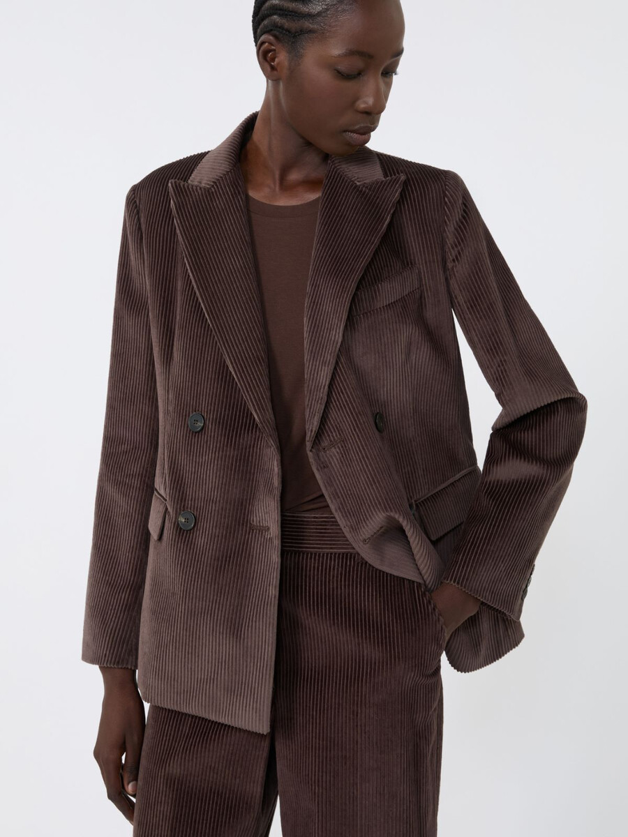 blazer croisé en velours - chocolat