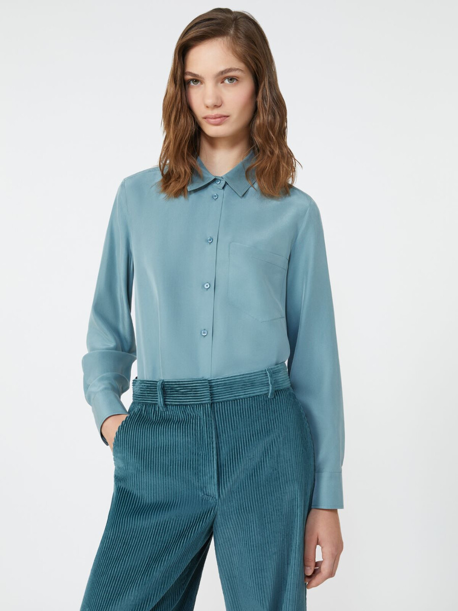 chemise en soie lavée - bleu clair