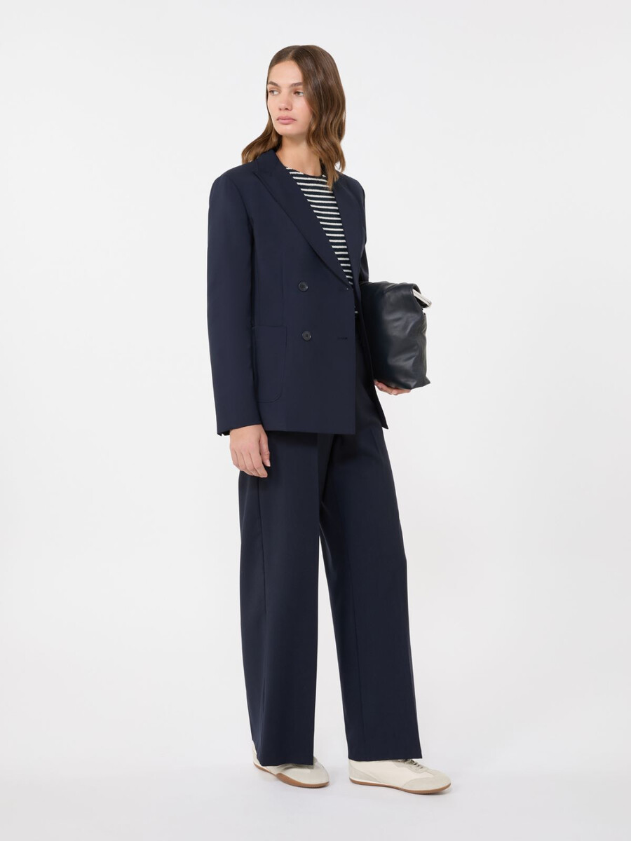 pantalon palazzo en laine - bleu marine