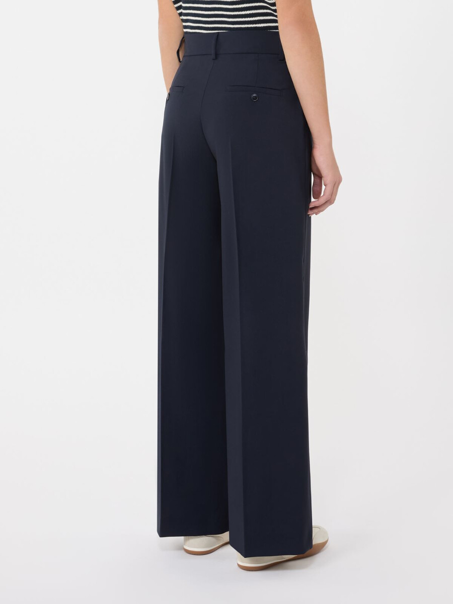 pantalon palazzo en laine - bleu marine