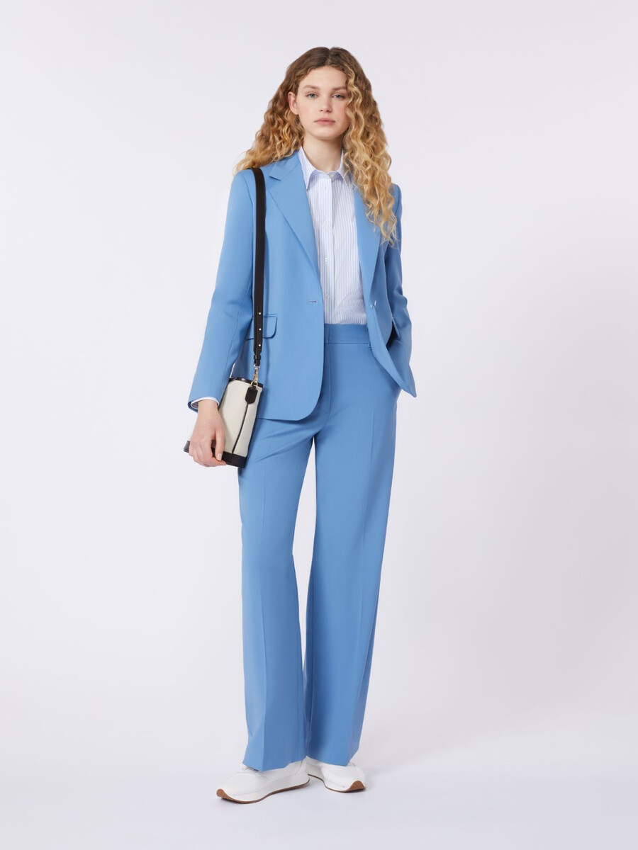 pantalon palazzo en laine - bleu clair