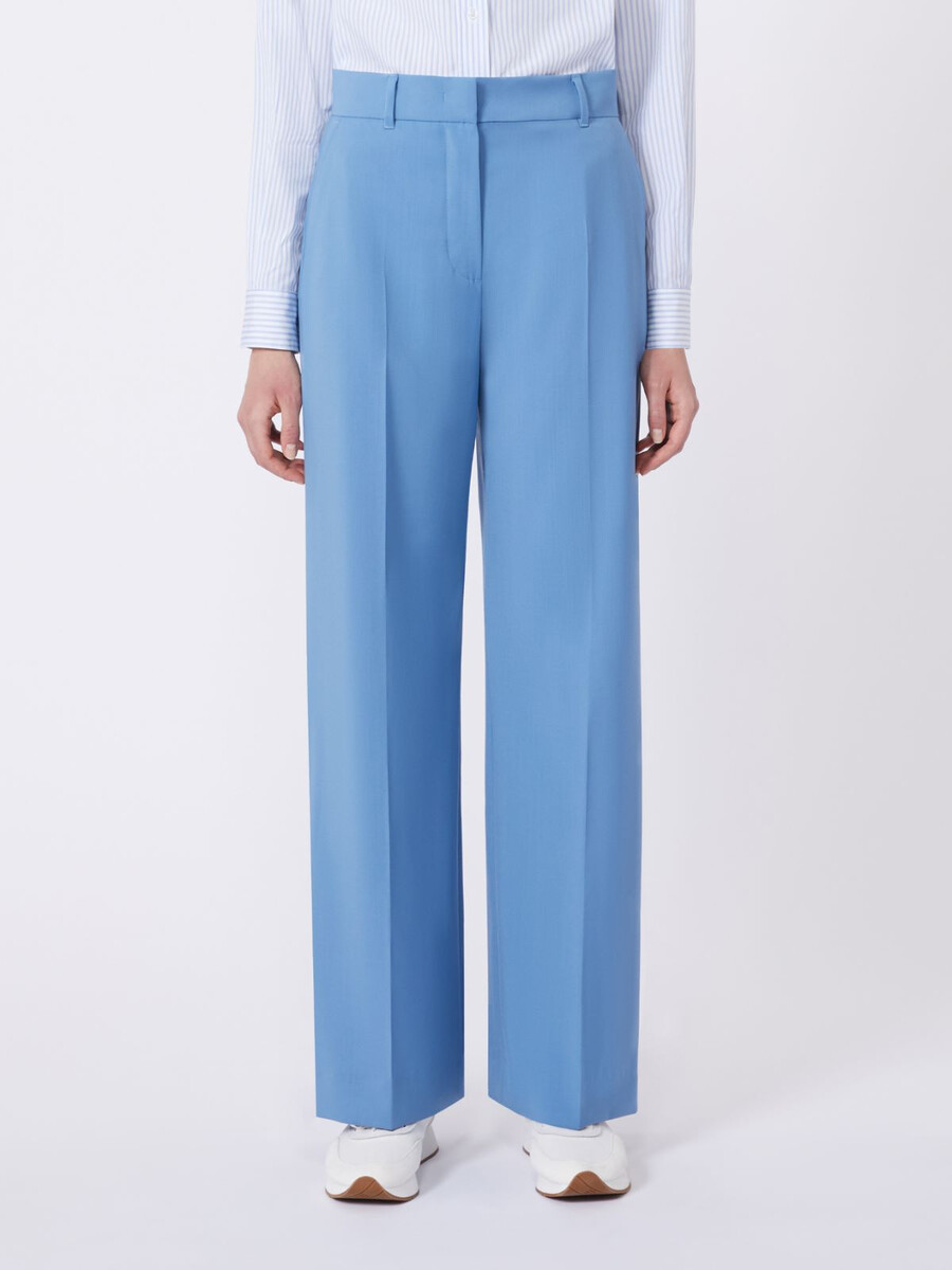 pantalon palazzo en laine - bleu clair