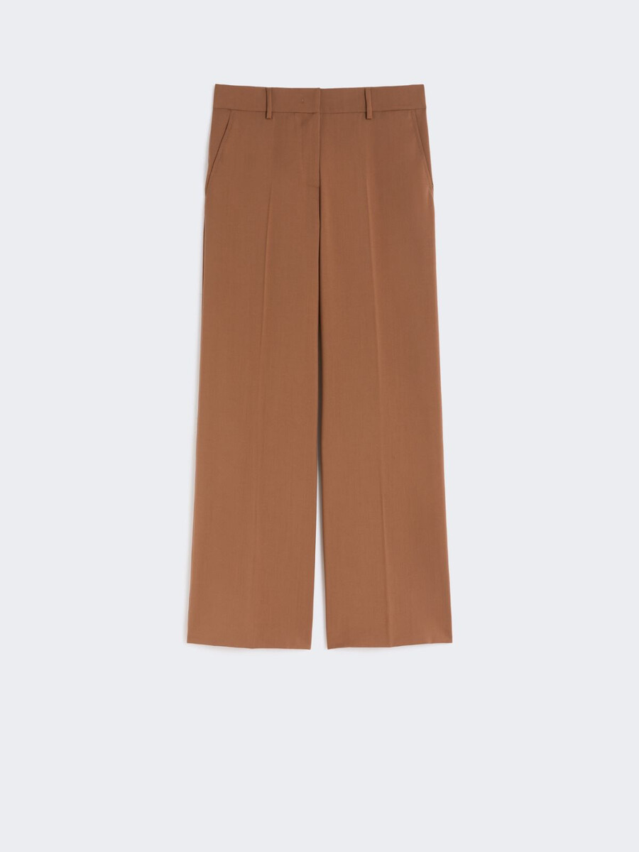 pantalon palazzo en tissu de laine - tabac