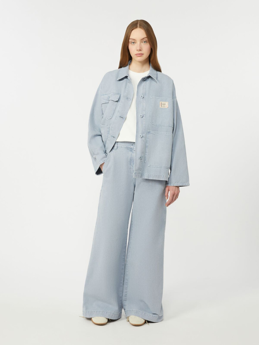pantalon large en toile de coton - bleu clair