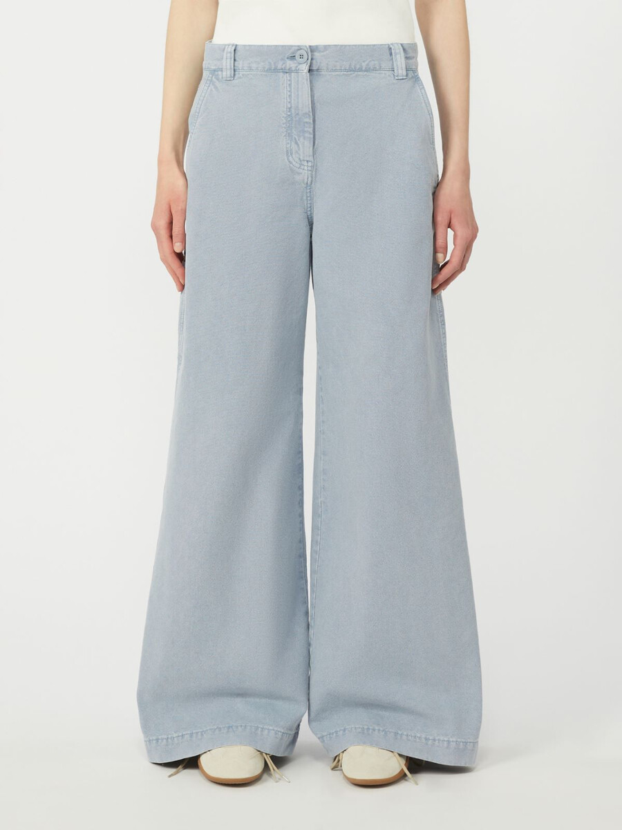 pantalon large en toile de coton - bleu clair