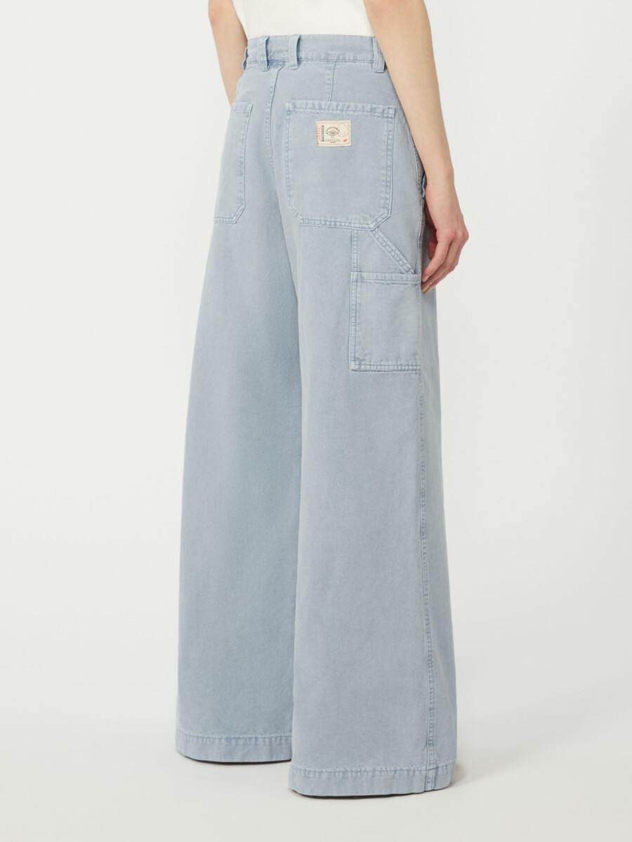 pantalon large en toile de coton - bleu clair