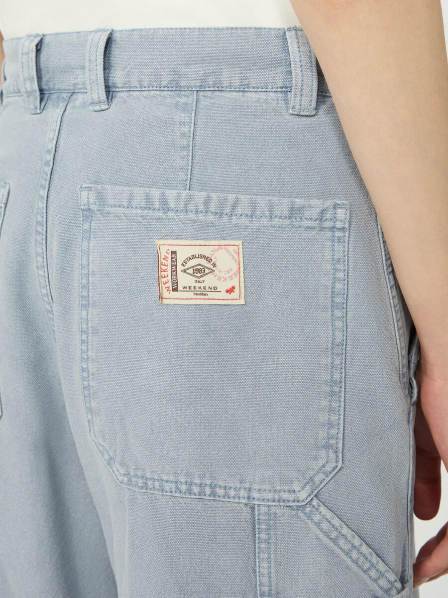 pantalon large en toile de coton - bleu clair