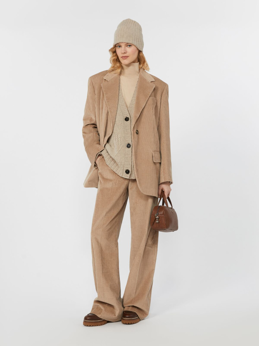 pantalon en velours côtelé à jambes larges - sable