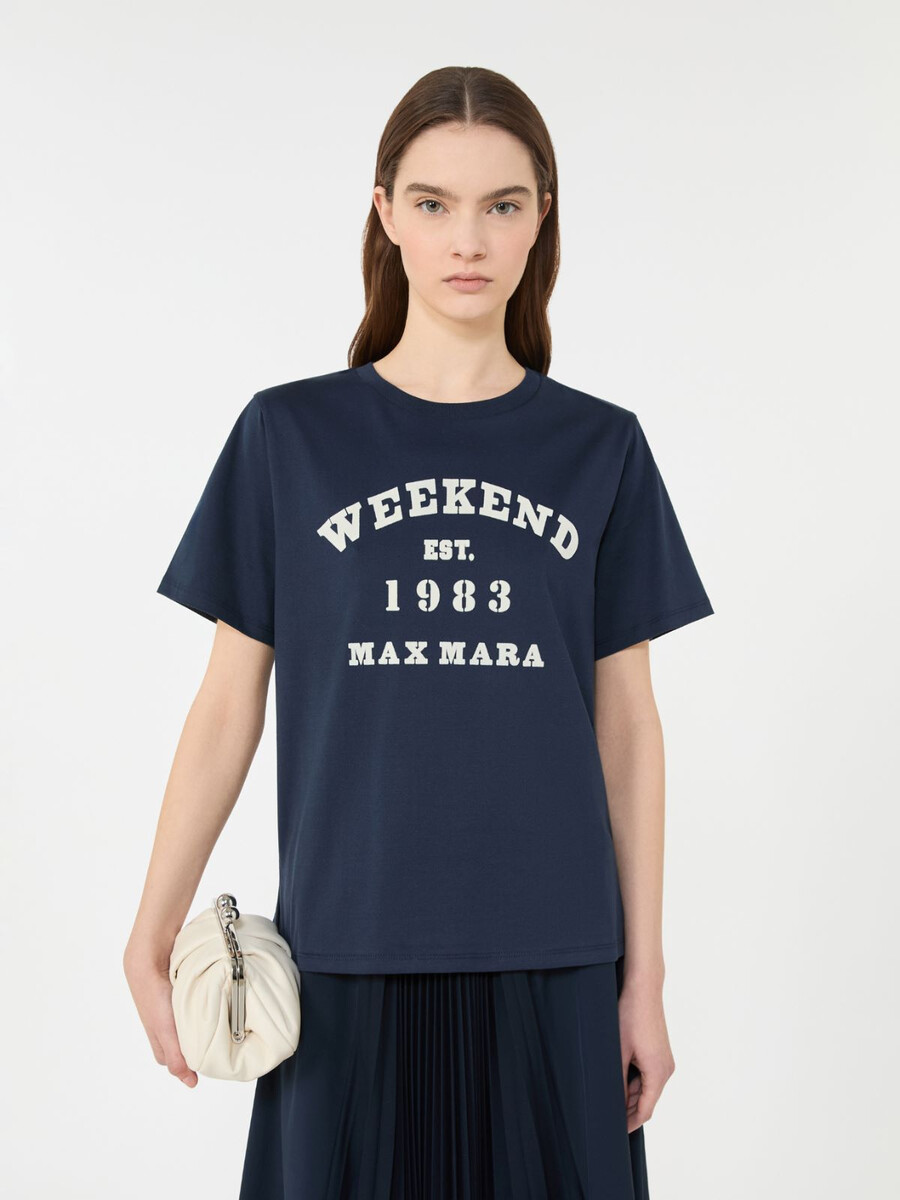 t-shirt en coton à imprimé graphique - bleu marine