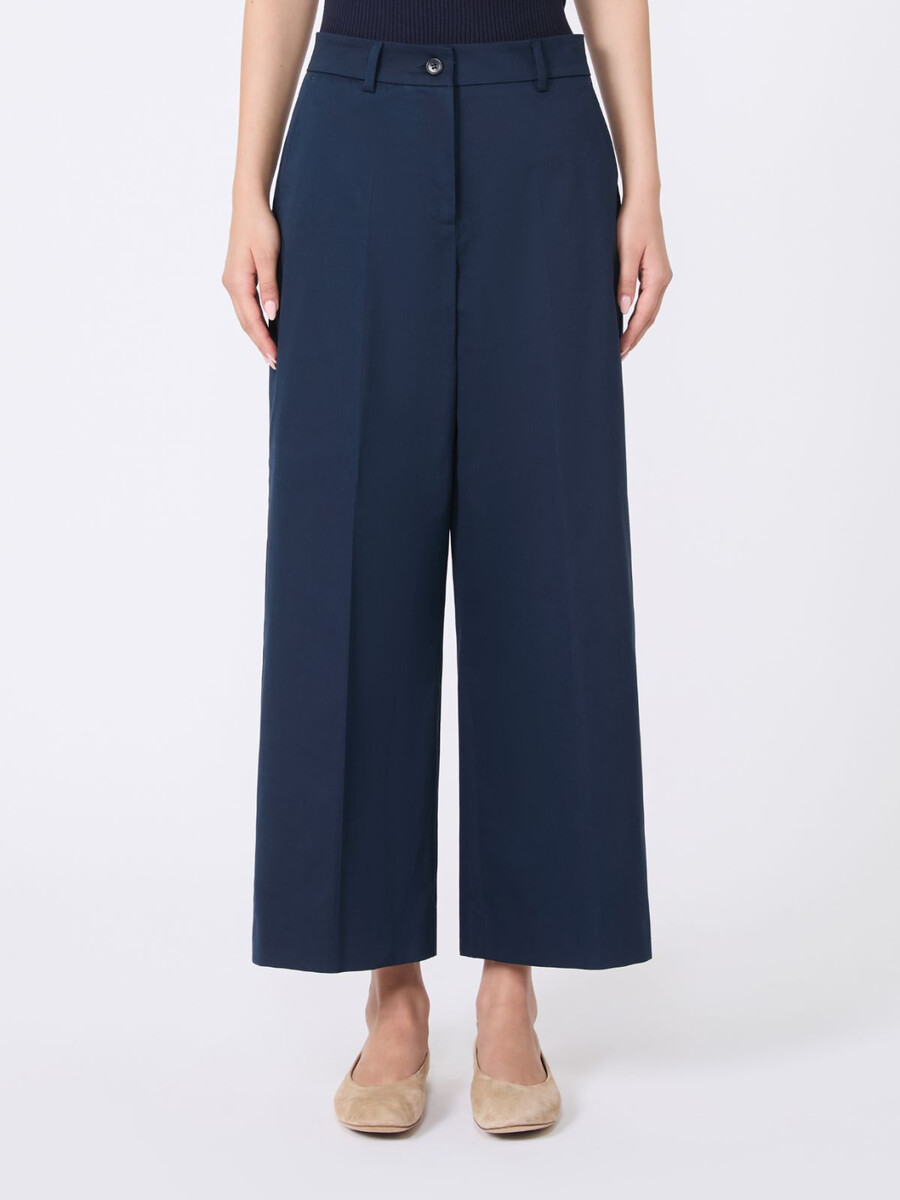 pantalon court en satin de coton - bleu marine