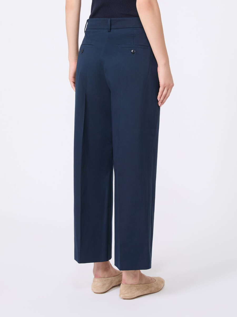 pantalon court en satin de coton - bleu marine