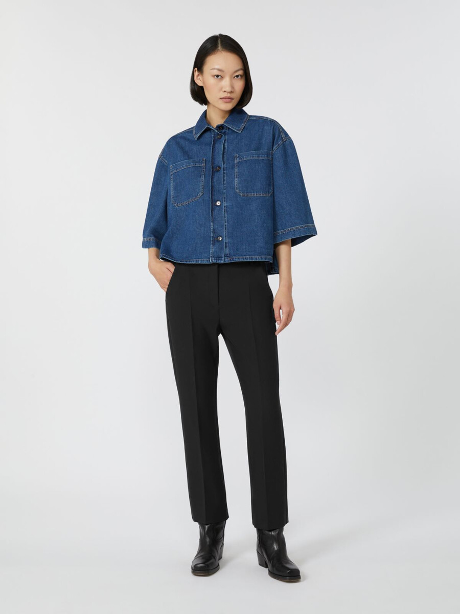 pantalon cigarette en toile stretch - noir