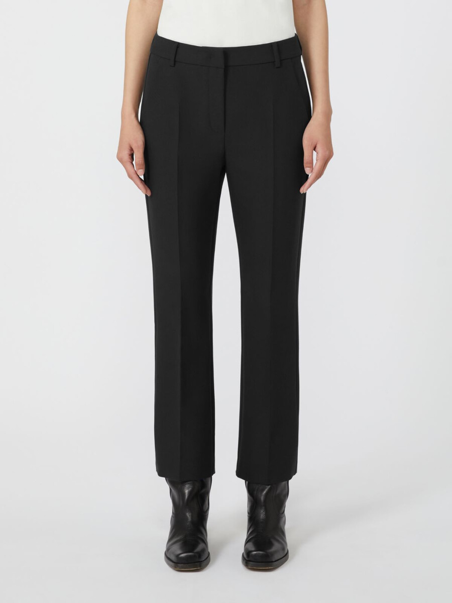 pantalon cigarette en toile stretch - noir