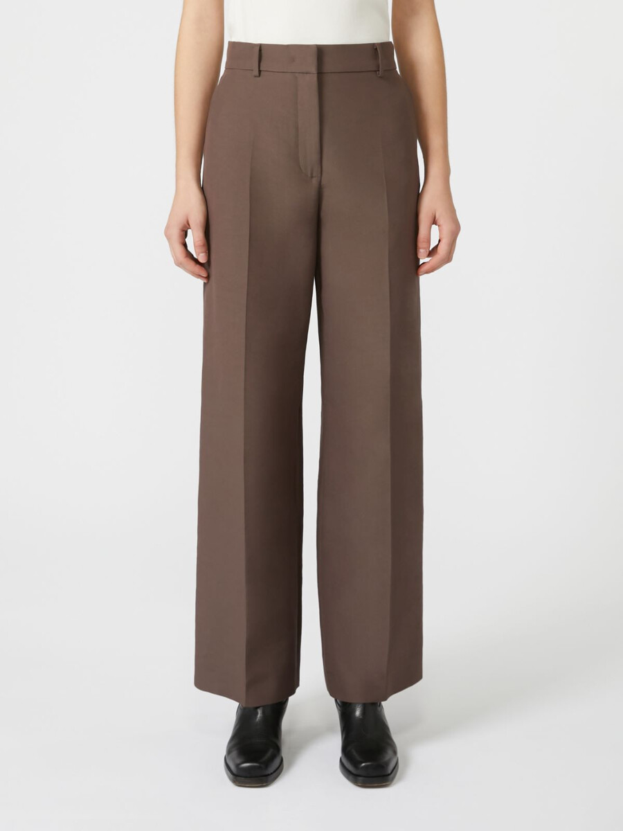 pantalon palazzo en coton technique - chocolat