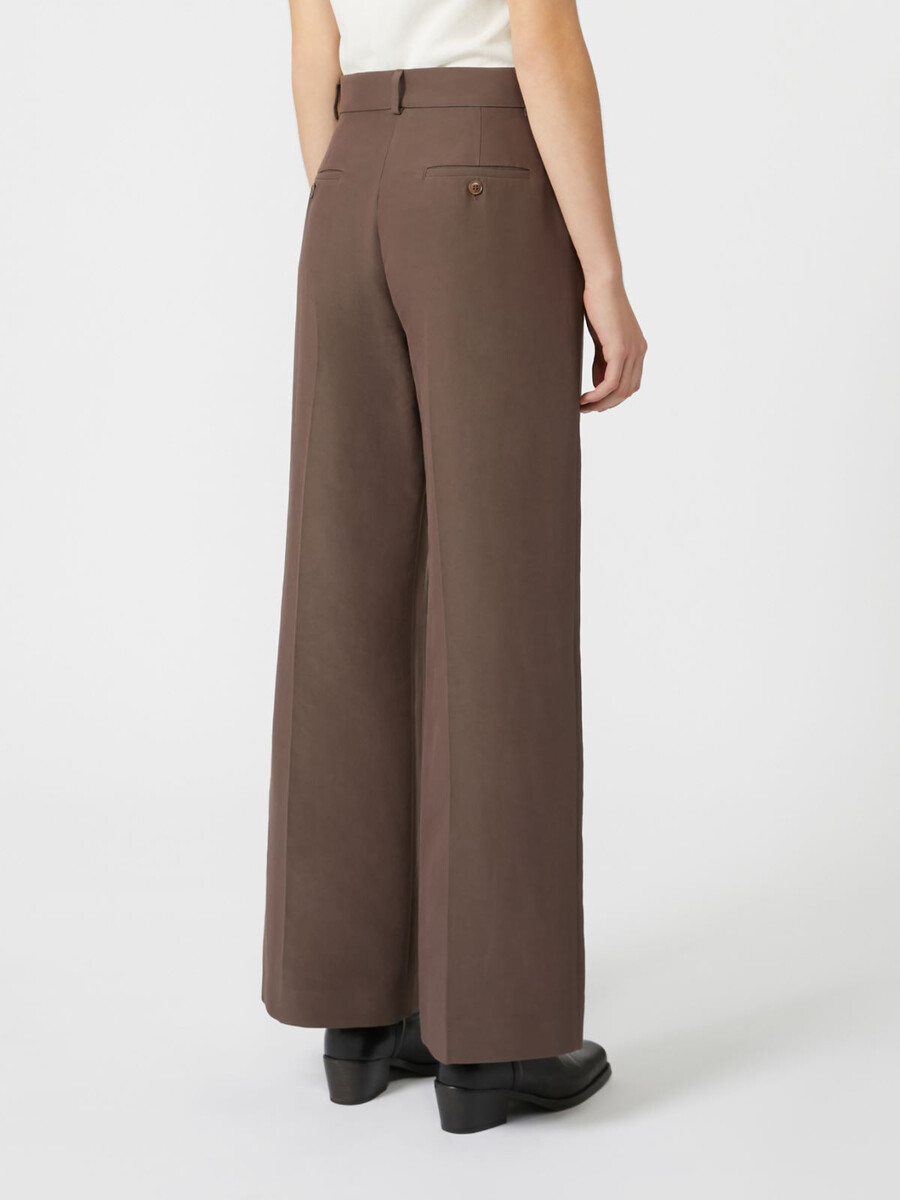 pantalon palazzo en coton technique - chocolat