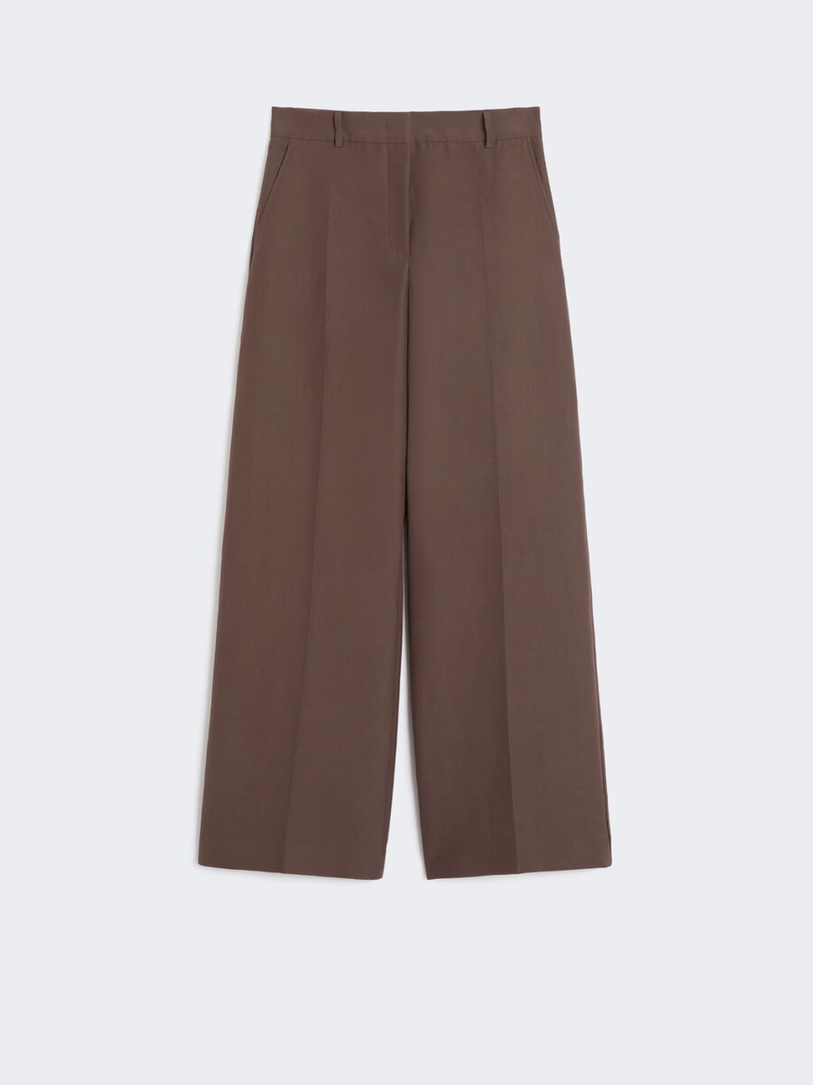 pantalon palazzo en coton technique - chocolat
