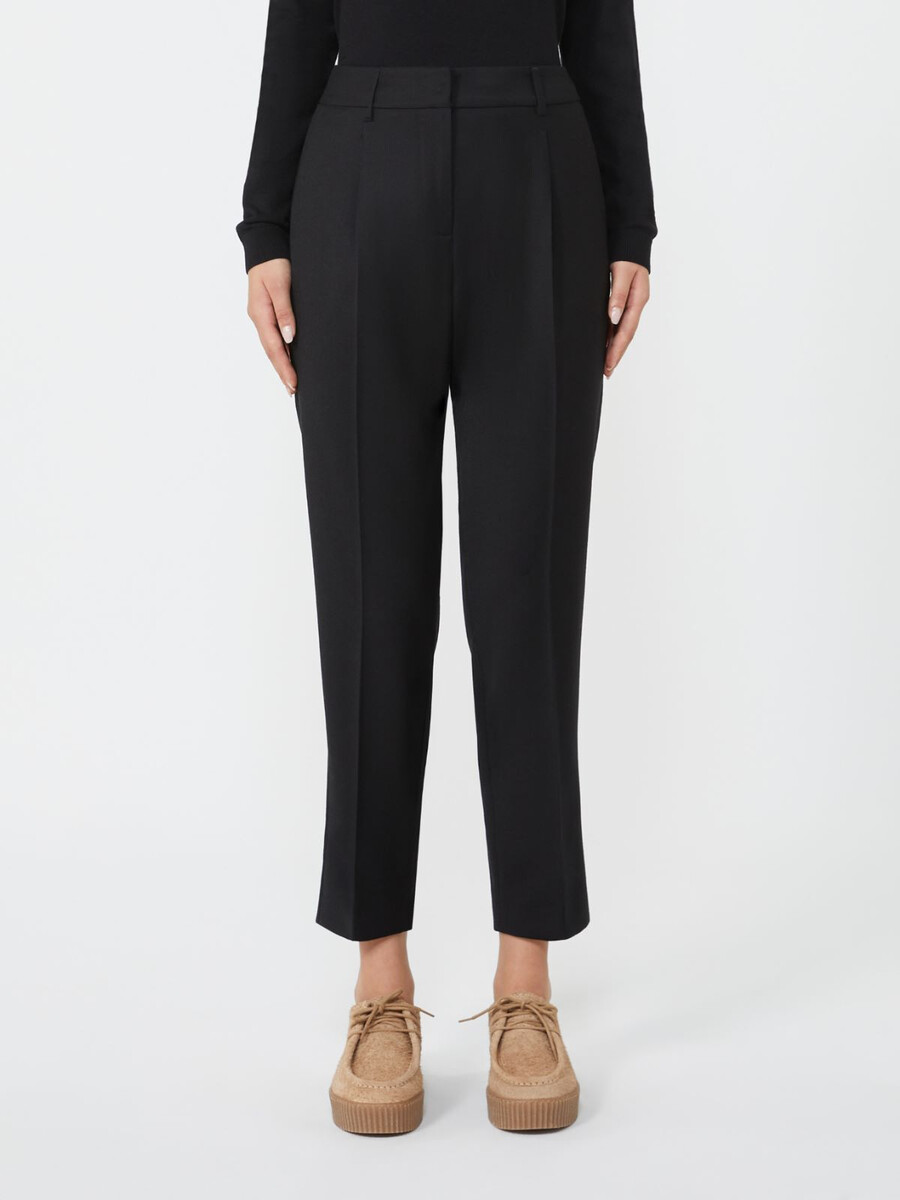 pantalon cigarette en flanelle de laine - noir
