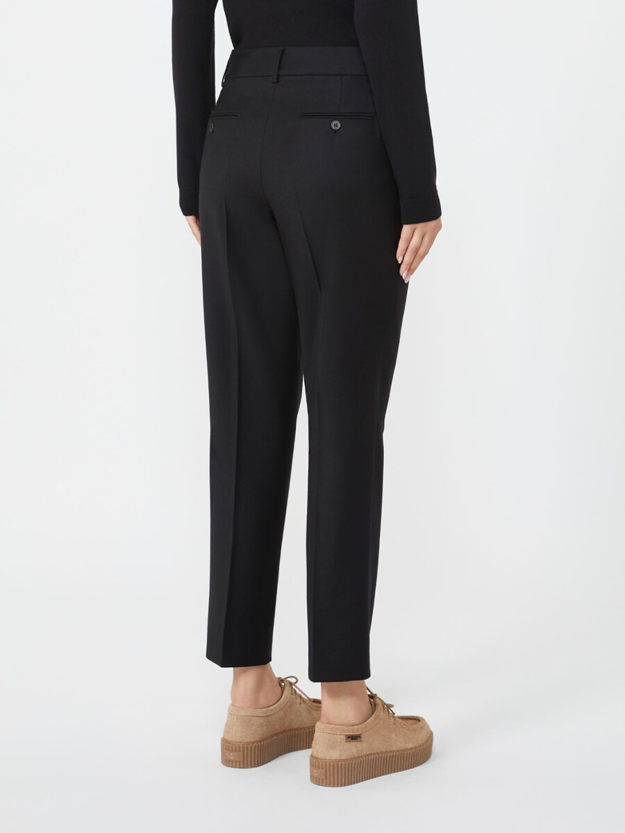 pantalon cigarette en flanelle de laine - noir