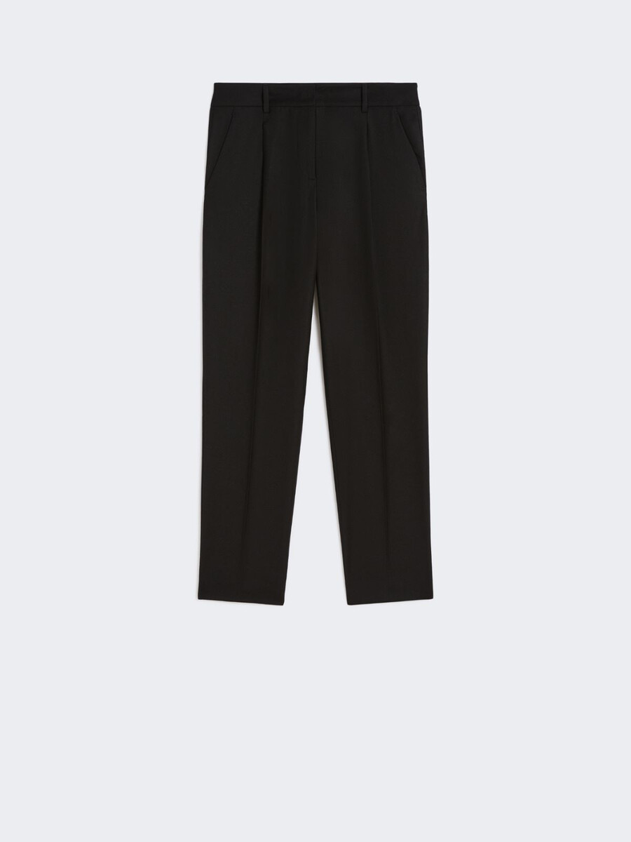pantalon cigarette en flanelle de laine - noir