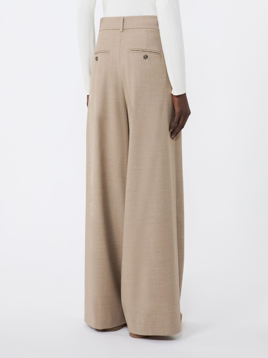 pantalon palazzo en flanelle de laine - beige
