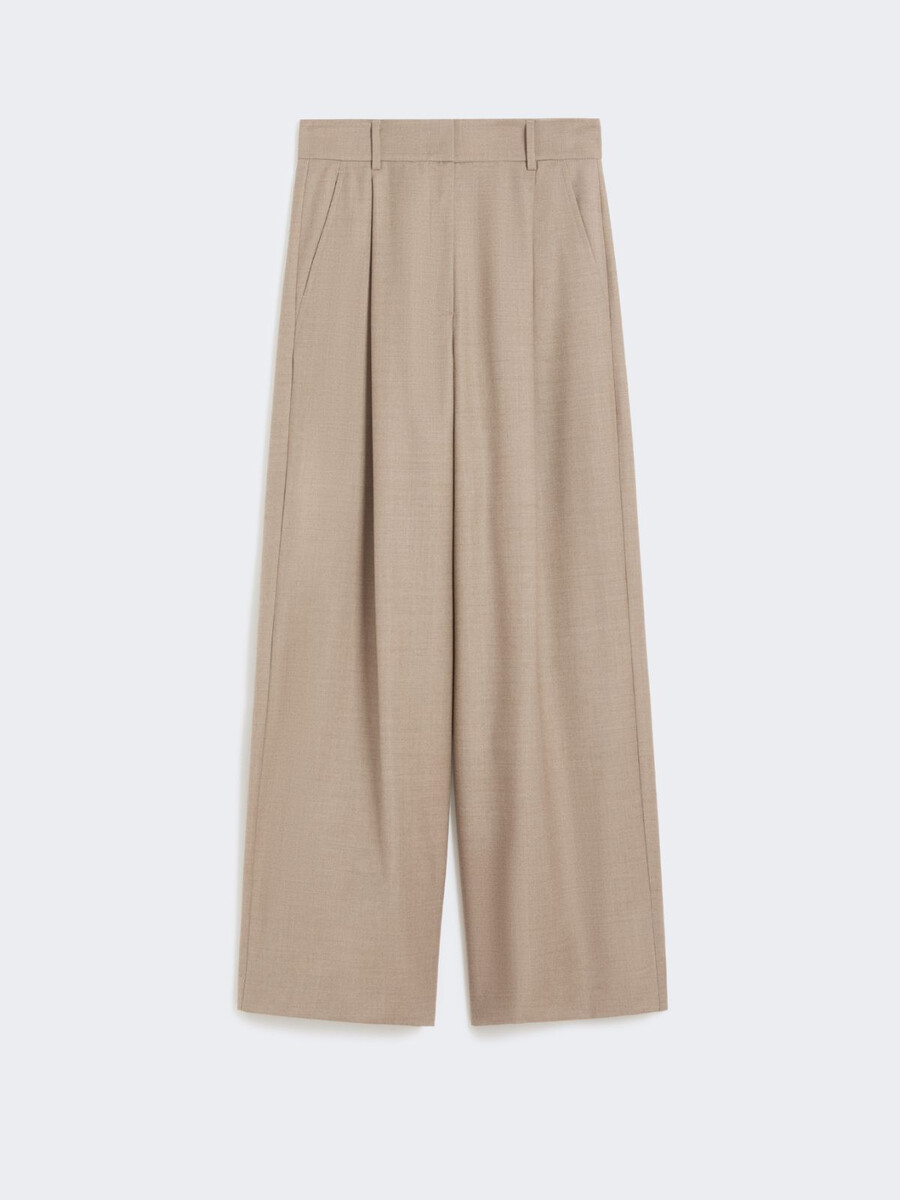 pantalon palazzo en flanelle de laine - beige