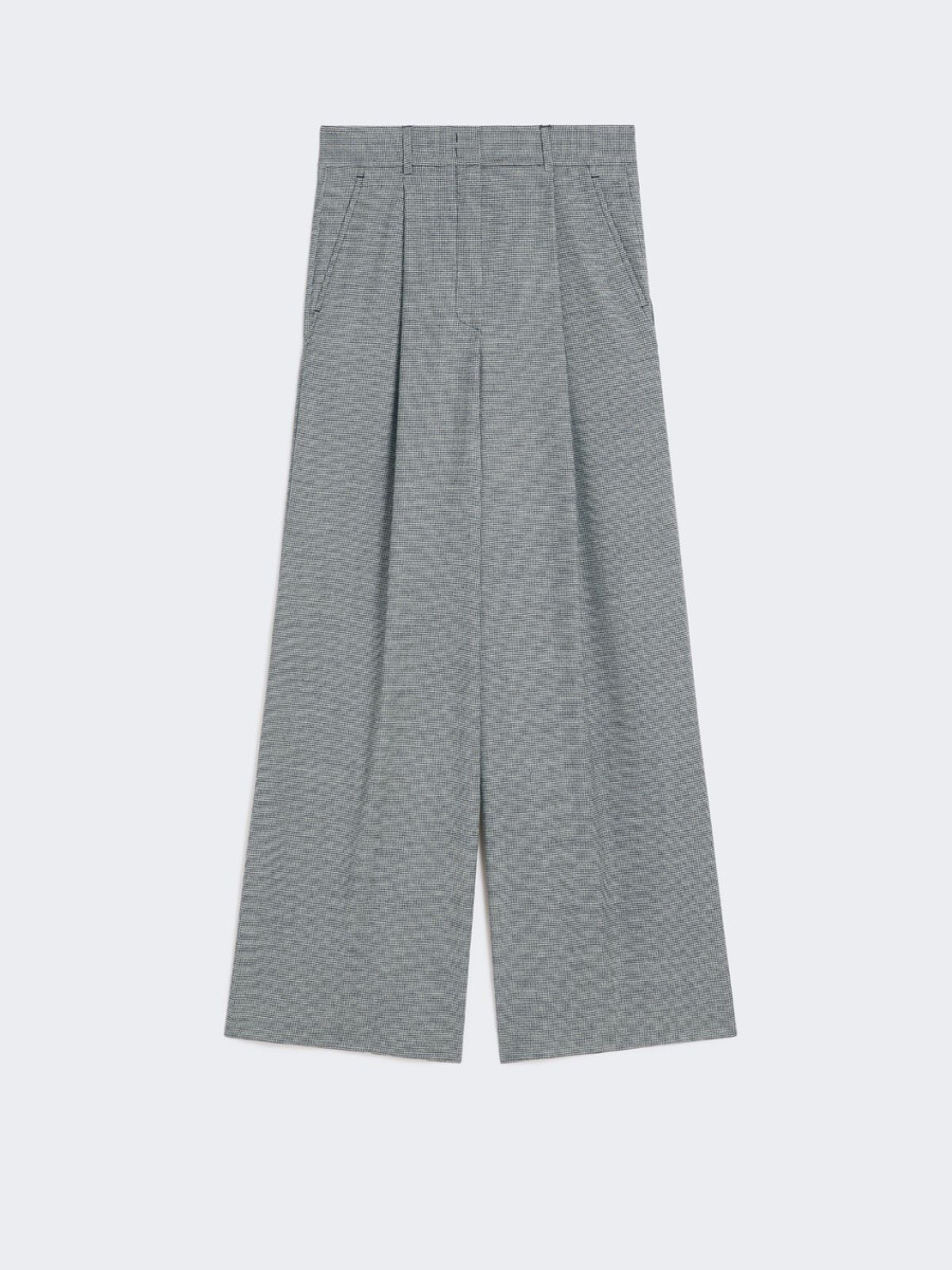 pantalon palazzo en flanelle de laine - noir