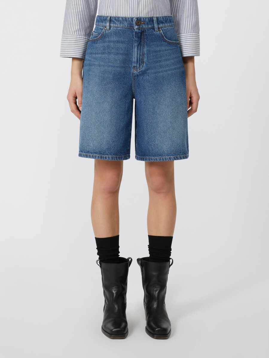 bermuda en denim de coton - marine