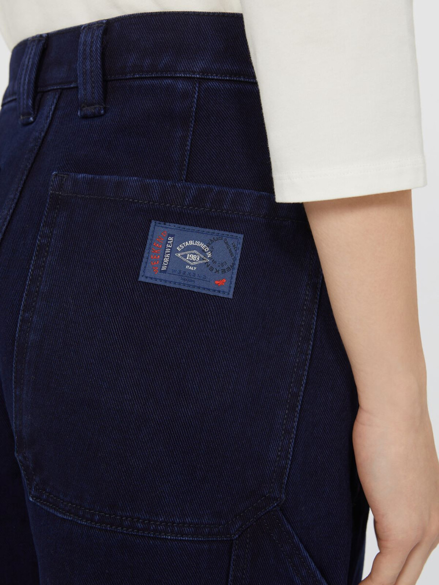 pantalon large en denim de coton - marine