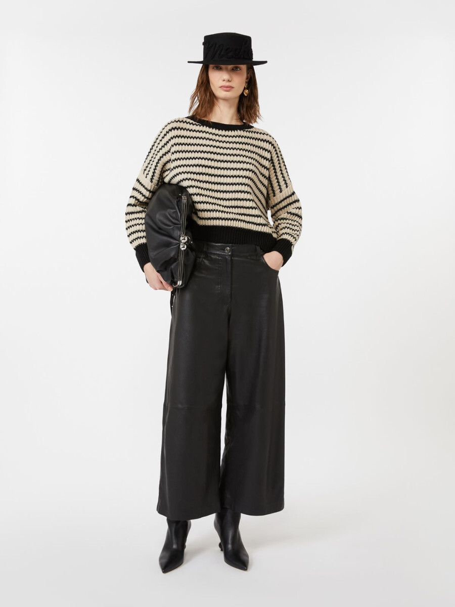 pantalon en cuir nappa - noir