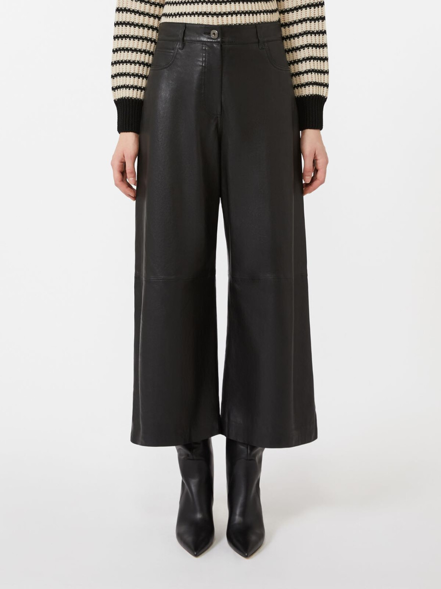 pantalon en cuir nappa - noir